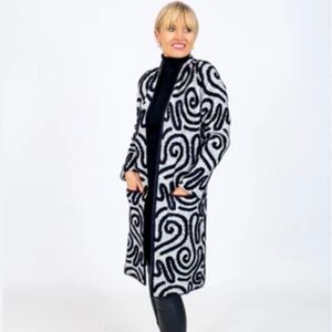Joseph Ribkoff Black and White Swirl Cardigan